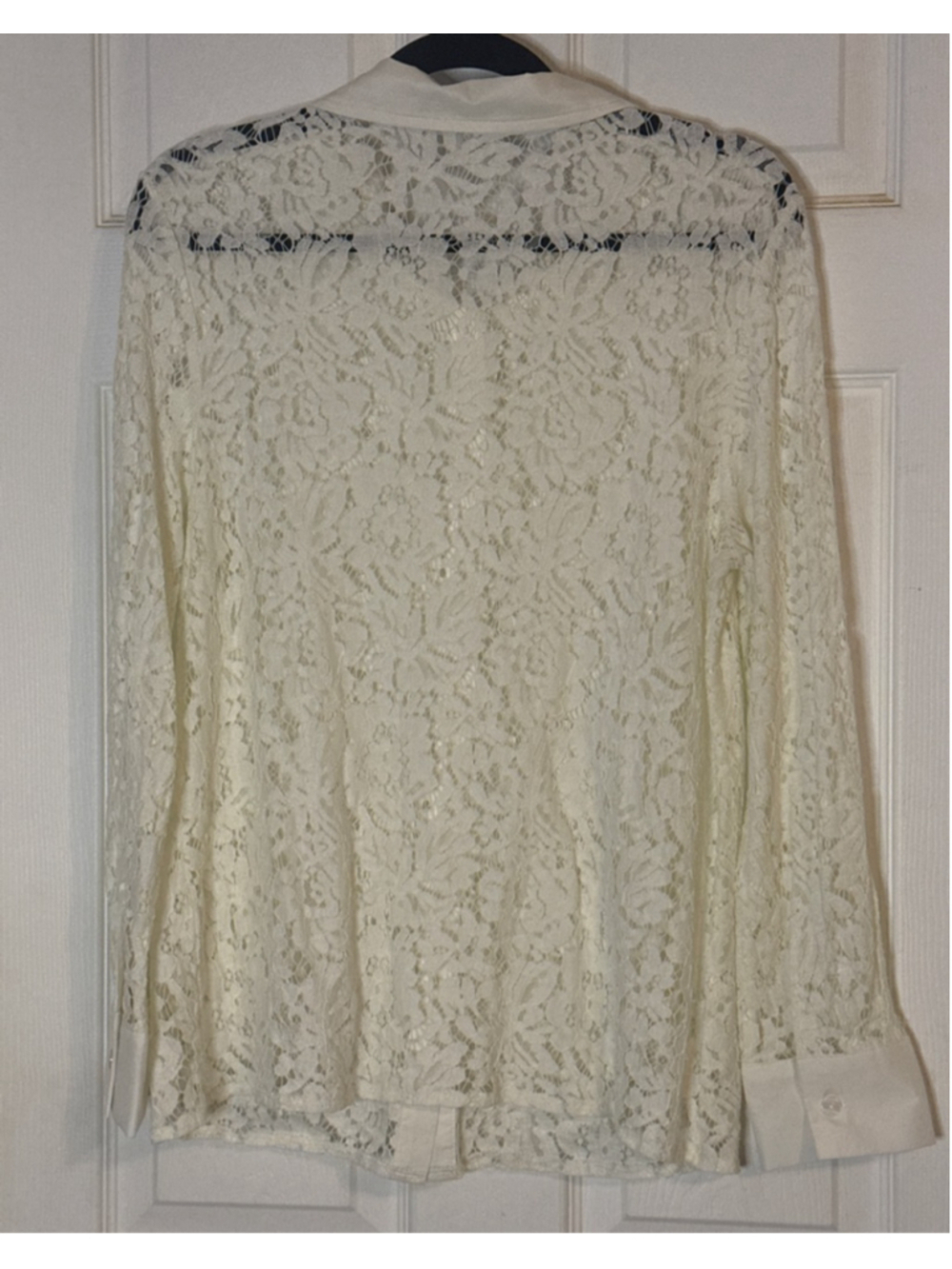 MEROKEETY Cream Lace Button Down Shirt M - Picture 2 of 3